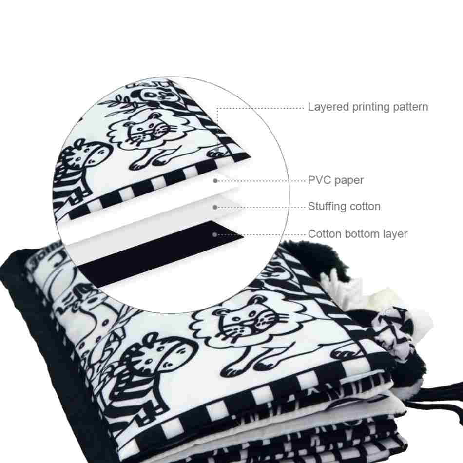 Black and White Soft Cloth Books for Babies Activity & Entertainment 