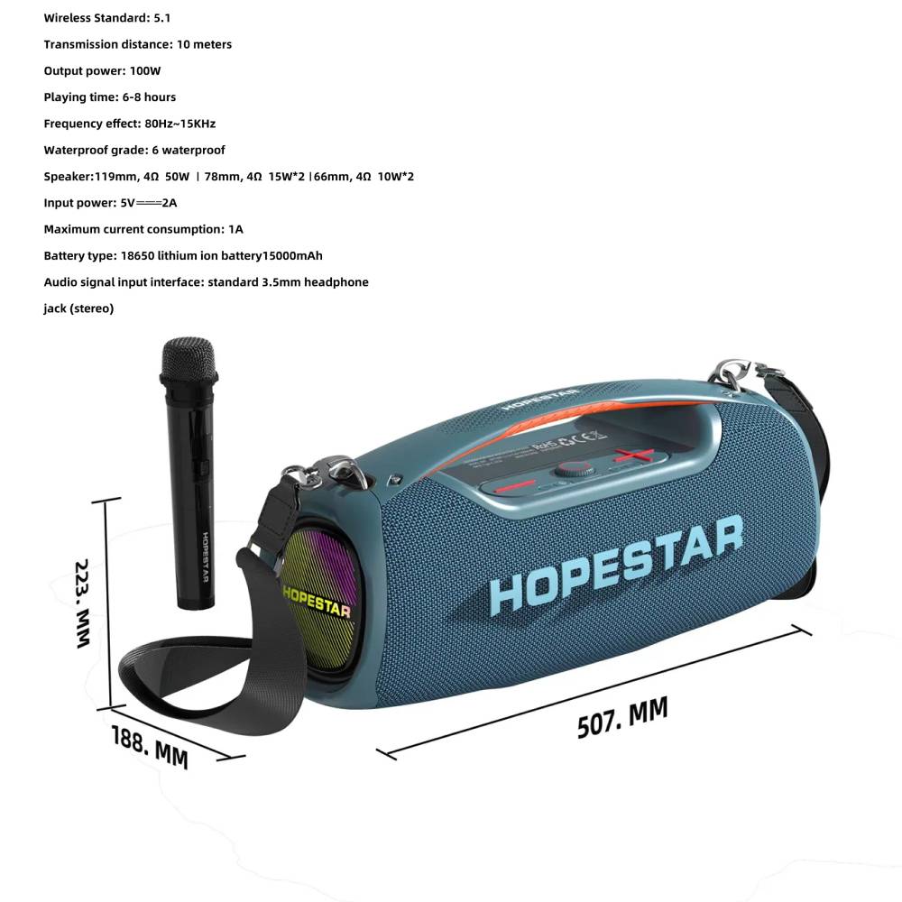 100W Portable Outdoor Bluetooth Speaker with 3D Stereo, Subwoofer, and Wireless Microphone Teens’ Must-Haves Color : Black|Blue|Green Camouflage 100W Portable Outdoor Bluetooth Speaker with 3D Stereo, Subwoofer, and Wireless Microphone Teens' Must-Haves