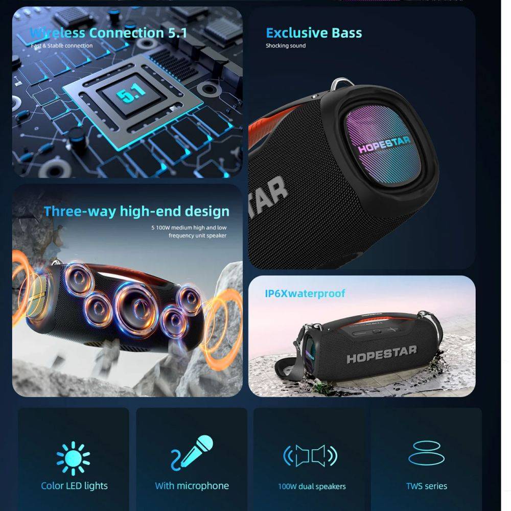 100W Portable Outdoor Bluetooth Speaker with 3D Stereo, Subwoofer, and Wireless Microphone Teens’ Must-Haves Color : Black|Blue|Green Camouflage 100W Portable Outdoor Bluetooth Speaker with 3D Stereo, Subwoofer, and Wireless Microphone Teens' Must-Haves