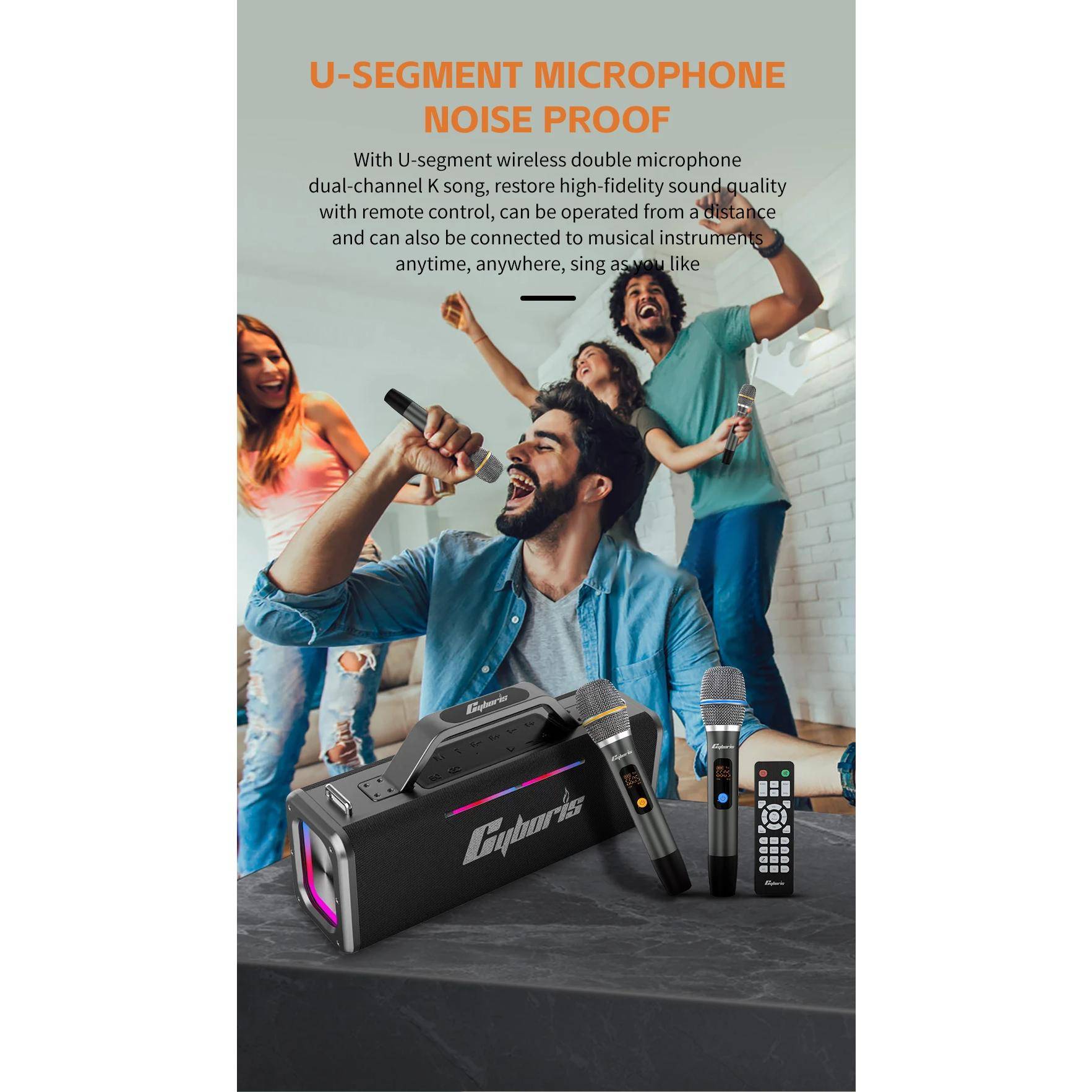 200W Wireless Bluetooth 5.3 Karaoke Speaker with Dual Mic and Subwoofer Teens’ Must-Haves Package : Speaker only|Speaker With Two Mic 200W Wireless Bluetooth 5.3 Karaoke Speaker with Dual Mic and Subwoofer Teens' Must-Haves