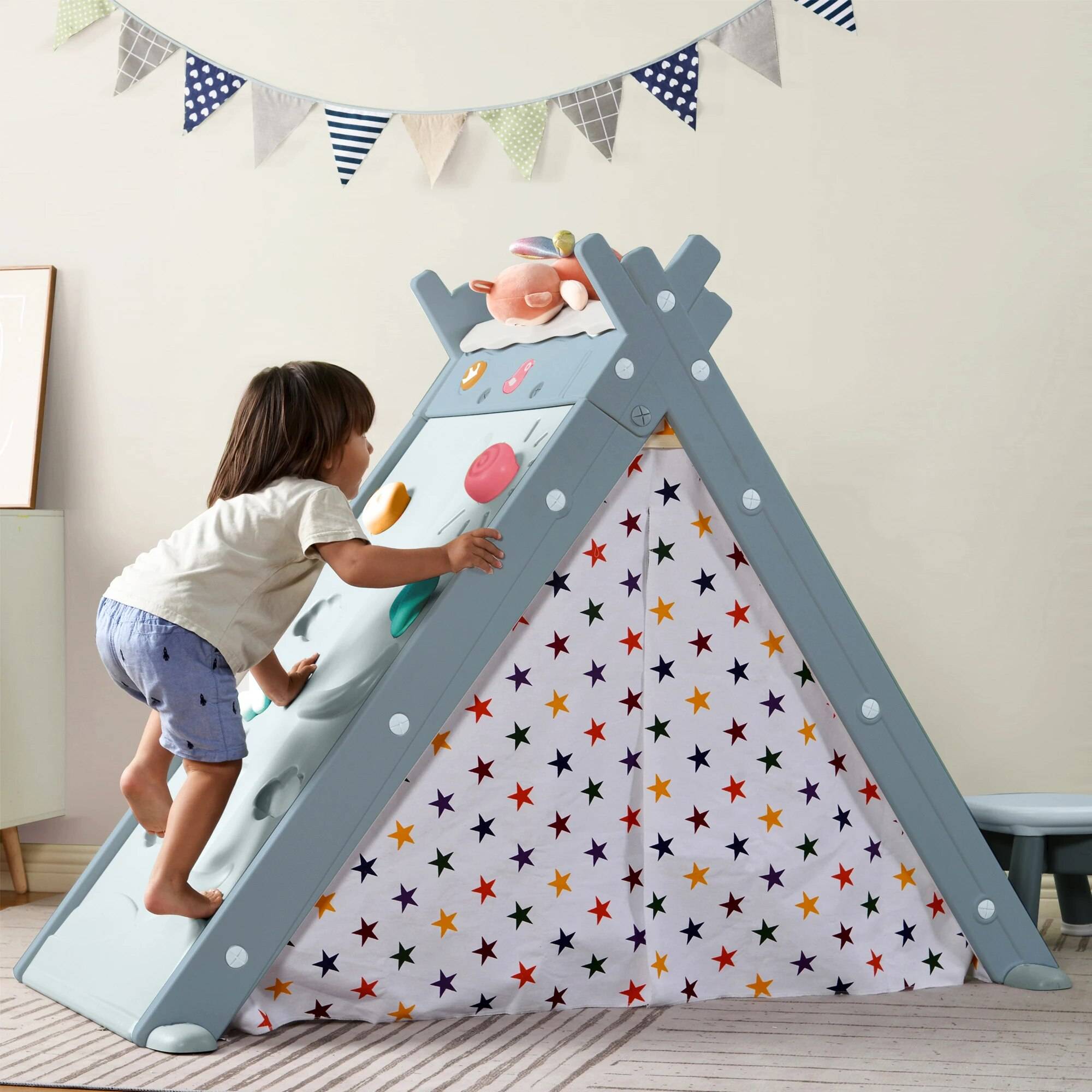 4-in-1 Adventure Kids Play Tent: Teepee, Climber & Stool Activity & Entertainment 4-in-1 Adventure Kids Play Tent: Teepee, Climber & Stool Activity & Entertainment