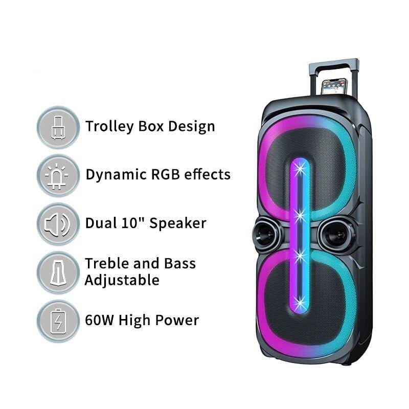 400W Dual 10″ Portable Karaoke Bluetooth Speaker with LED Lights & Wireless Mic Teens’ Must-Haves 400W Dual 10