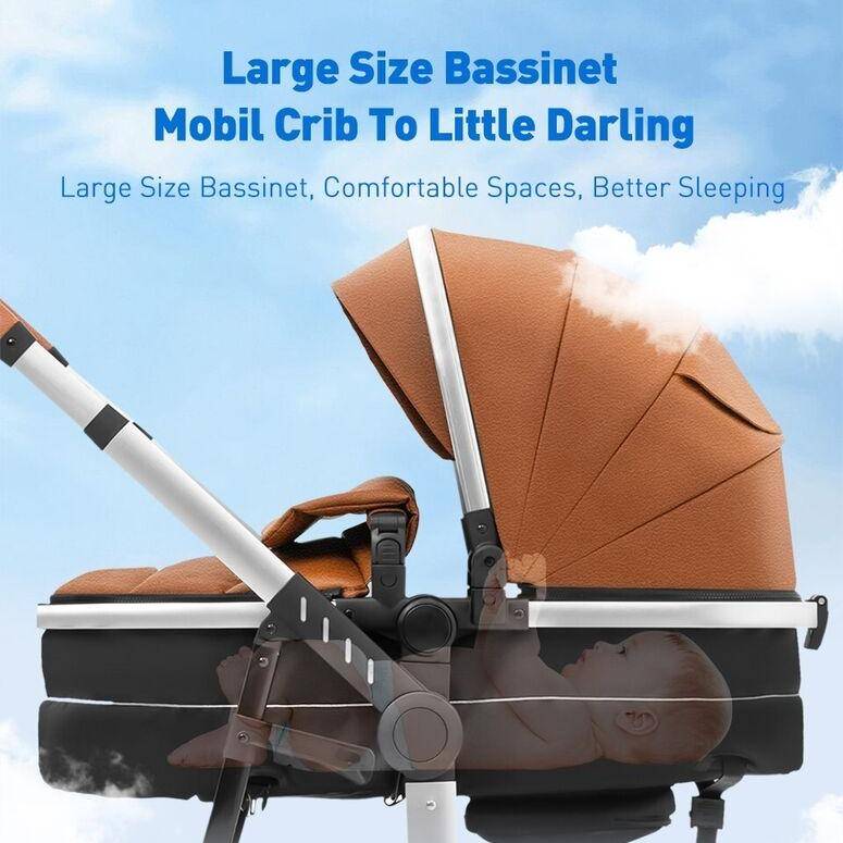 5-in-1 Portable Baby Stroller Travel System Baby Travel Gear Color : Brown 5-in-1 Portable Baby Stroller Travel System Baby Travel Gear