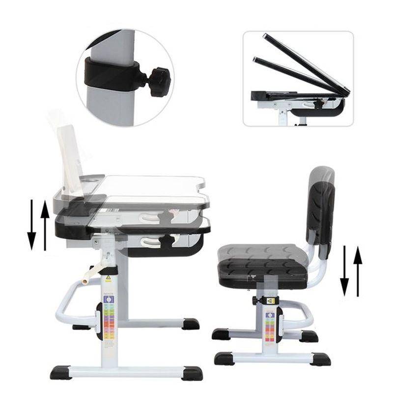 Adjustable Children’s Study Desk and Chair Set with Lamp & Reading Stand Kids’ Room Color : Black Adjustable Children's Study Desk and Chair Set with Lamp & Reading Stand Kids' Room