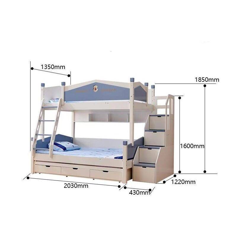 Adjustable Height Solid Wood Bunk Bed with Slide and Storage Kids’ Room Type : 1.2M Combination B|1.5M Combination A|1.5M Combination B|1.2M Combination A Adjustable Height Solid Wood Bunk Bed with Slide and Storage Kids' Room
