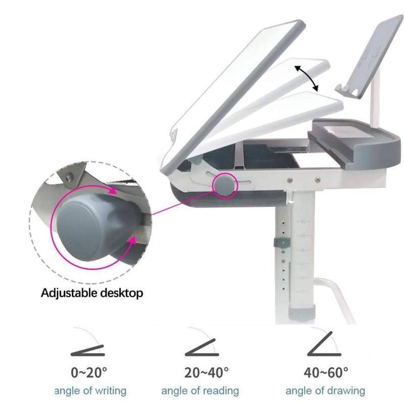 Adjustable Kids Study Desk & Chair Set with Tilt Desktop Kids’ Room Color : Gray Adjustable Kids Study Desk & Chair Set with Tilt Desktop Kids' Room