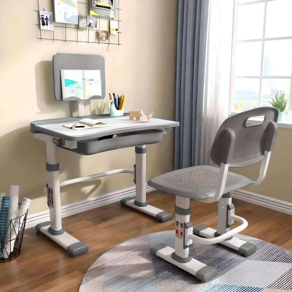 Adjustable Kids Study Desk & Chair Set with Tilt Desktop Kids’ Room Color : Gray Adjustable Kids Study Desk & Chair Set with Tilt Desktop Kids' Room