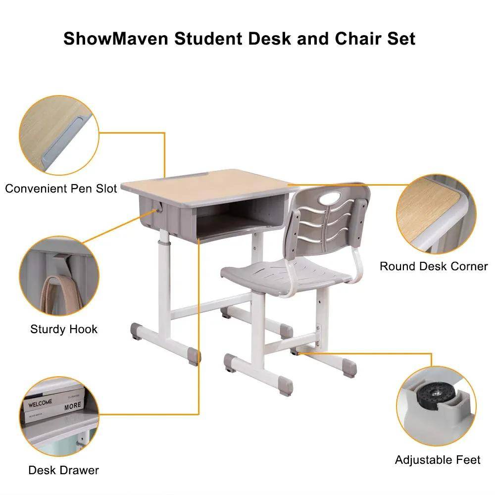 Adjustable Kids’ Study Desk and Chair Set with Pencil Slot Kids’ Room Color : Beige|White|Black Adjustable Kids' Study Desk and Chair Set with Pencil Slot Kids' Room