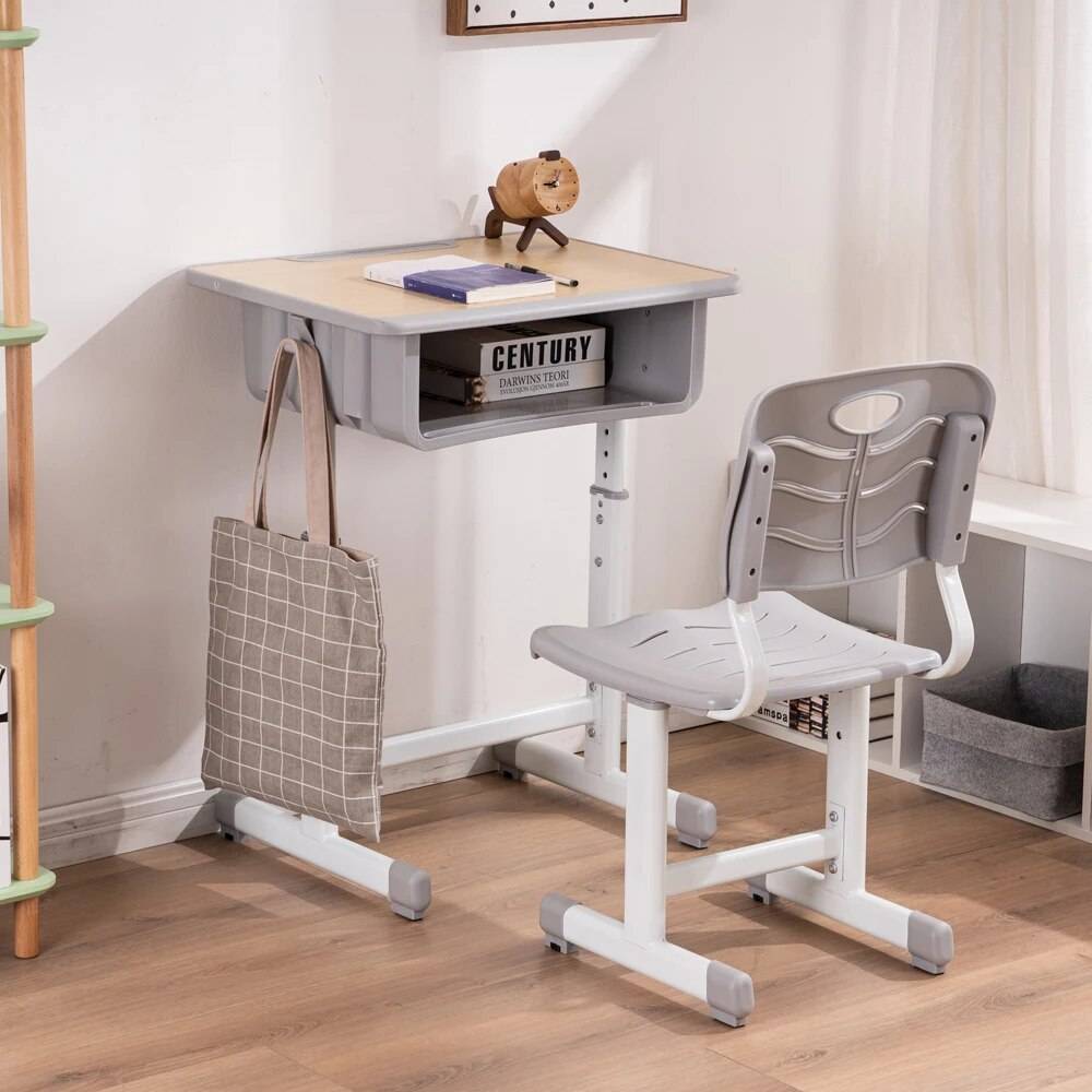 Adjustable Kids’ Study Desk and Chair Set with Pencil Slot Kids’ Room Color : Beige|White|Black Adjustable Kids' Study Desk and Chair Set with Pencil Slot Kids' Room