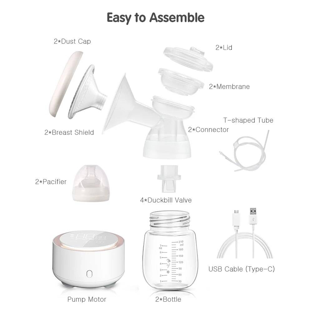 Automatic Double Electric Breast Pump with Night Light & BPA-Free Design Baby Care Color : White Automatic Double Electric Breast Pump with Night Light & BPA-Free Design Baby Care