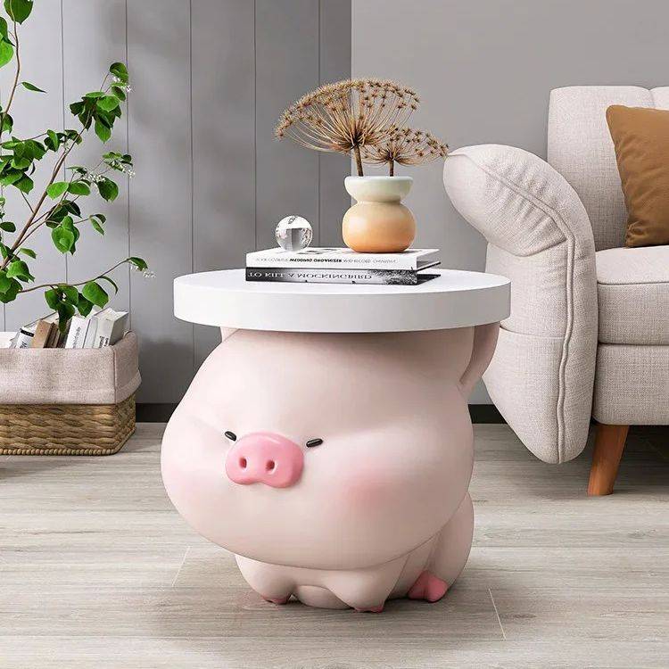 Cartoon Piglet & Rabbit Nordic Animal Side Table Kids' Room 