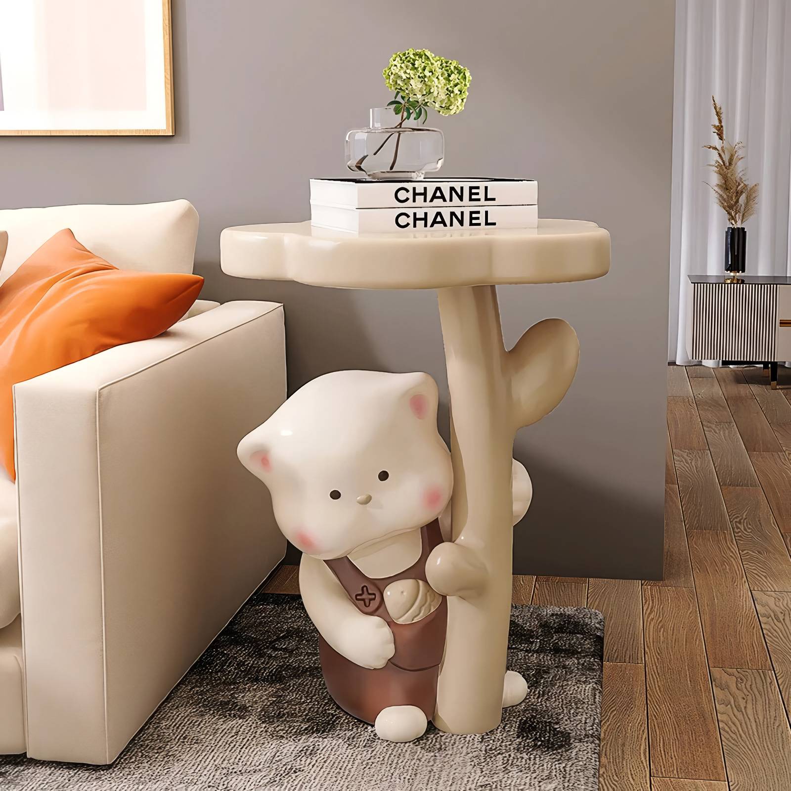 Charming Cartoon Cat Resin Side Table Kids’ Room Color : Beige|Pink Charming Cartoon Cat Resin Side Table Kids' Room