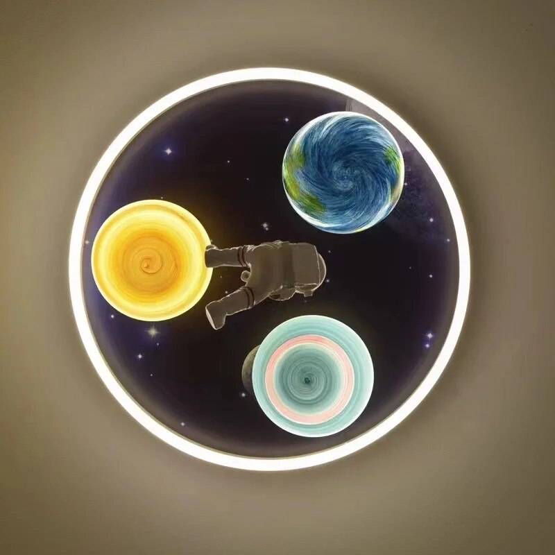 Creative Astronaut & Spaceship LED Ceiling Light for Kids’ Room Kids’ Room Model : H50cm D50cm|H70cm D50cm Creative Astronaut & Spaceship LED Ceiling Light for Kids' Room Kids' Room