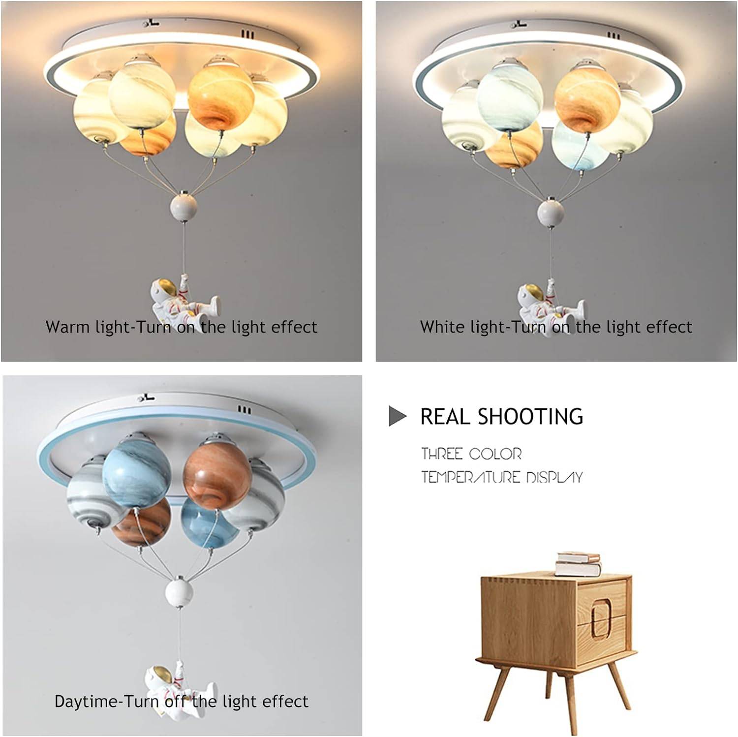 Creative Astronaut & Spaceship LED Ceiling Light for Kids’ Room Kids’ Room Model : H50cm D50cm|H70cm D50cm Creative Astronaut & Spaceship LED Ceiling Light for Kids' Room Kids' Room