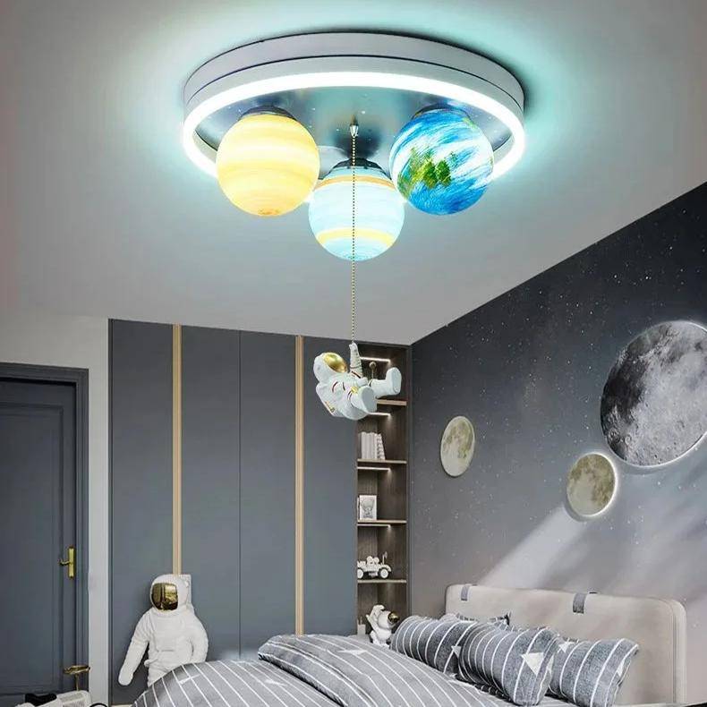 Creative Astronaut & Spaceship LED Ceiling Light for Kids’ Room Kids’ Room Model : H50cm D50cm|H70cm D50cm Creative Astronaut & Spaceship LED Ceiling Light for Kids' Room Kids' Room