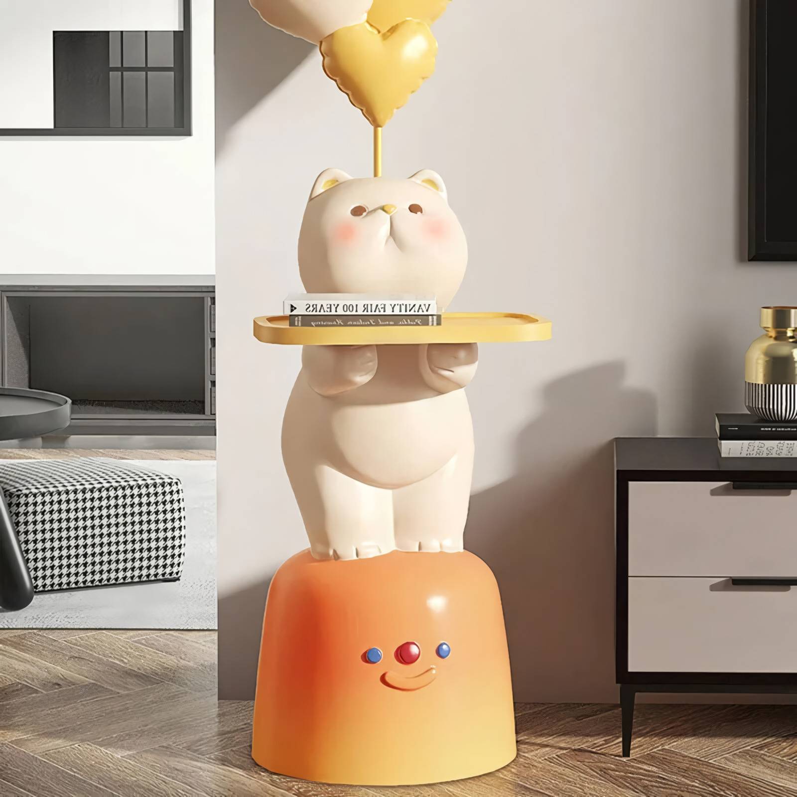 Creative Cat Resin Coffee Table Kids’ Room Color : Beige Creative Cat Resin Coffee Table Kids' Room