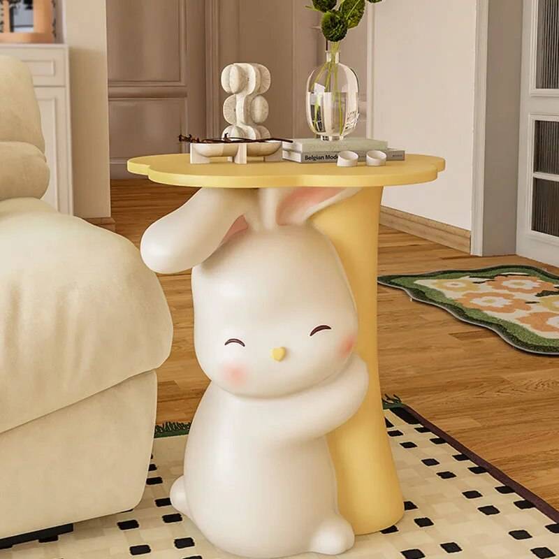 Cute Bunny Nordic Style Bedside Table - Minimalist Kawaii Nightstand with Drawer Kids' Room 