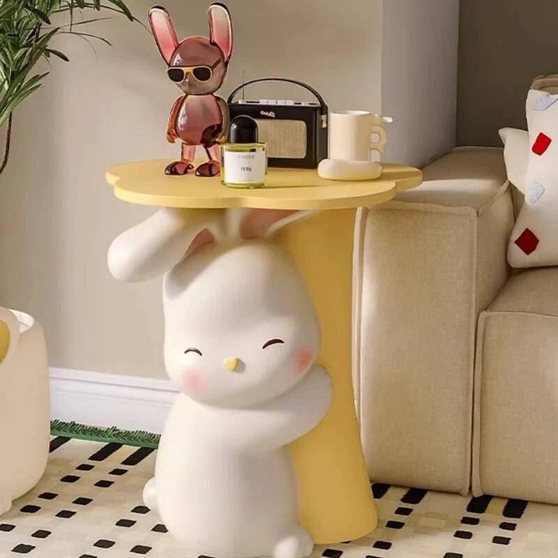 Cute Bunny Nordic Style Bedside Table - Minimalist Kawaii Nightstand with Drawer Kids' Room 