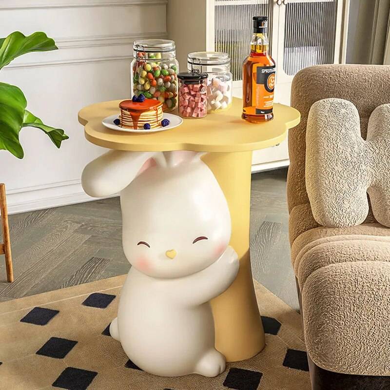 Cute Bunny Nordic Style Bedside Table - Minimalist Kawaii Nightstand with Drawer Kids' Room 