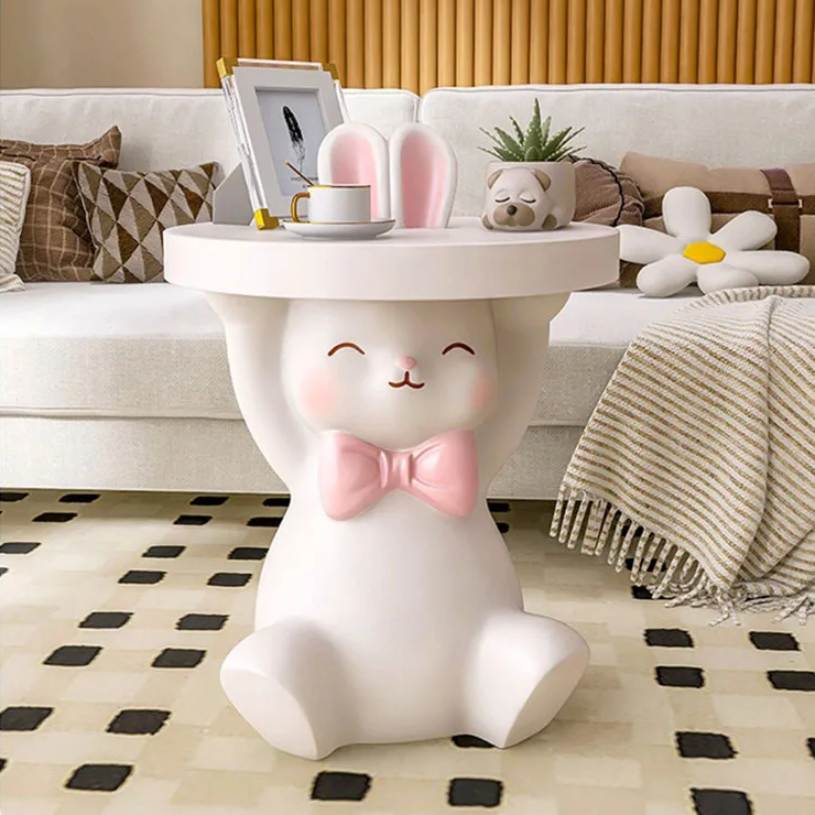 Cute Cartoon Rabbit Nightstand – Adorable Resin Side Table Kids’ Room Color : Pink Cute Cartoon Rabbit Nightstand - Adorable Resin Side Table Kids' Room