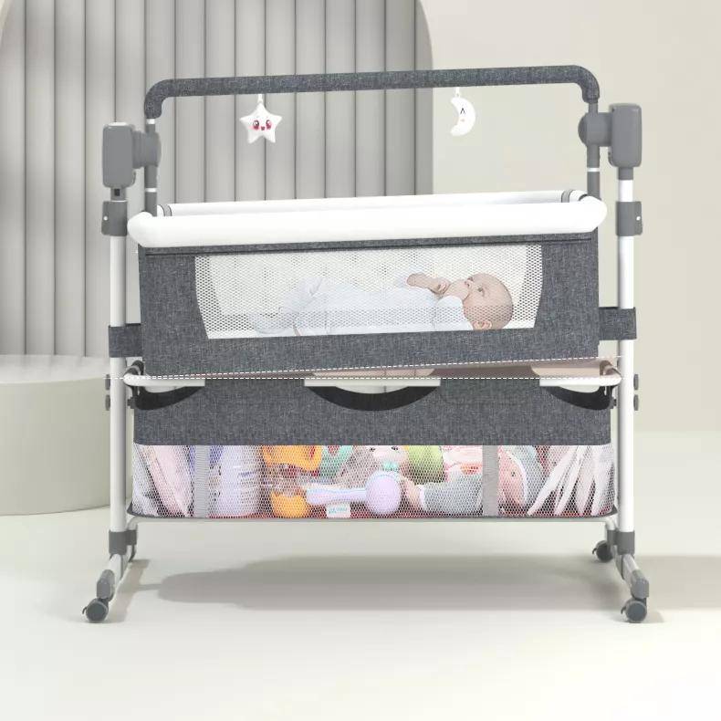 Electric Baby Cradle Rocker Baby Care Color : White-Gray|Gray|Pink|White-Khaki Electric Baby Cradle Rocker Baby Care
