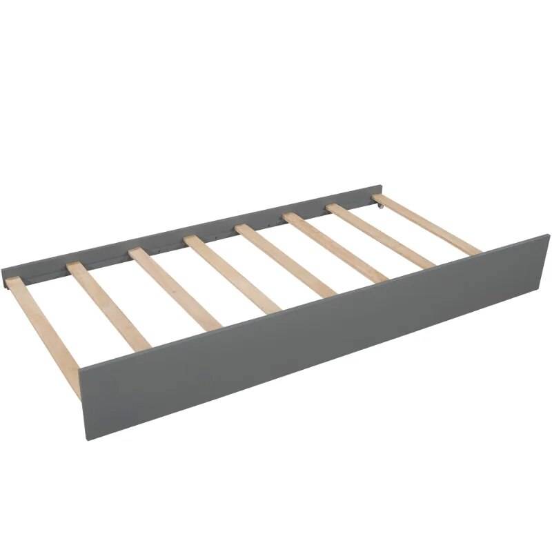 Gray L-Shaped Twin Platform Bed with Trundle and Storage for Kids Kids’ Room Gray L-Shaped Twin Platform Bed with Trundle and Storage for Kids Kids' Room