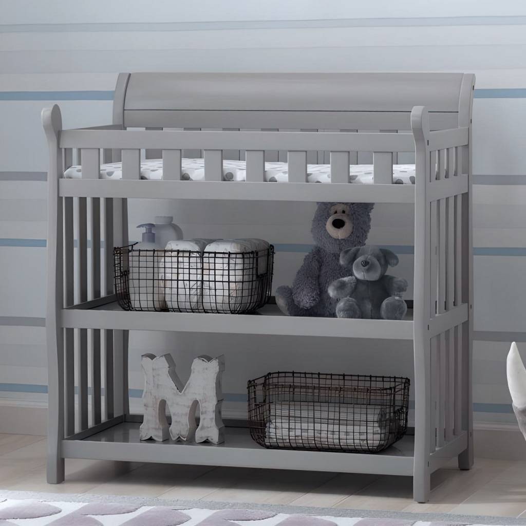 Grey Eclipse Baby Changing Table with Safety Pad & Storage Kids’ Room Grey Eclipse Baby Changing Table with Safety Pad & Storage Kids' Room