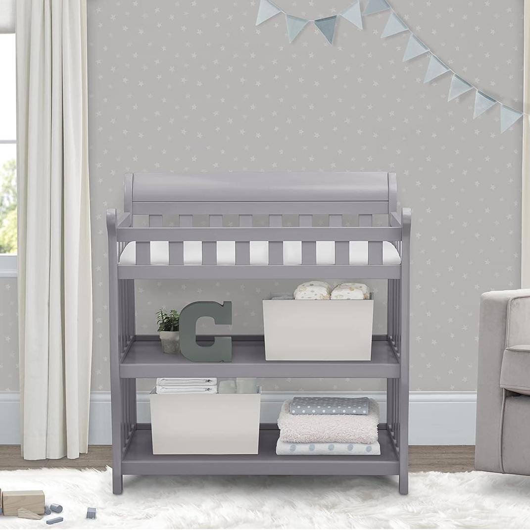 Grey Eclipse Baby Changing Table with Safety Pad & Storage Kids’ Room Grey Eclipse Baby Changing Table with Safety Pad & Storage Kids' Room