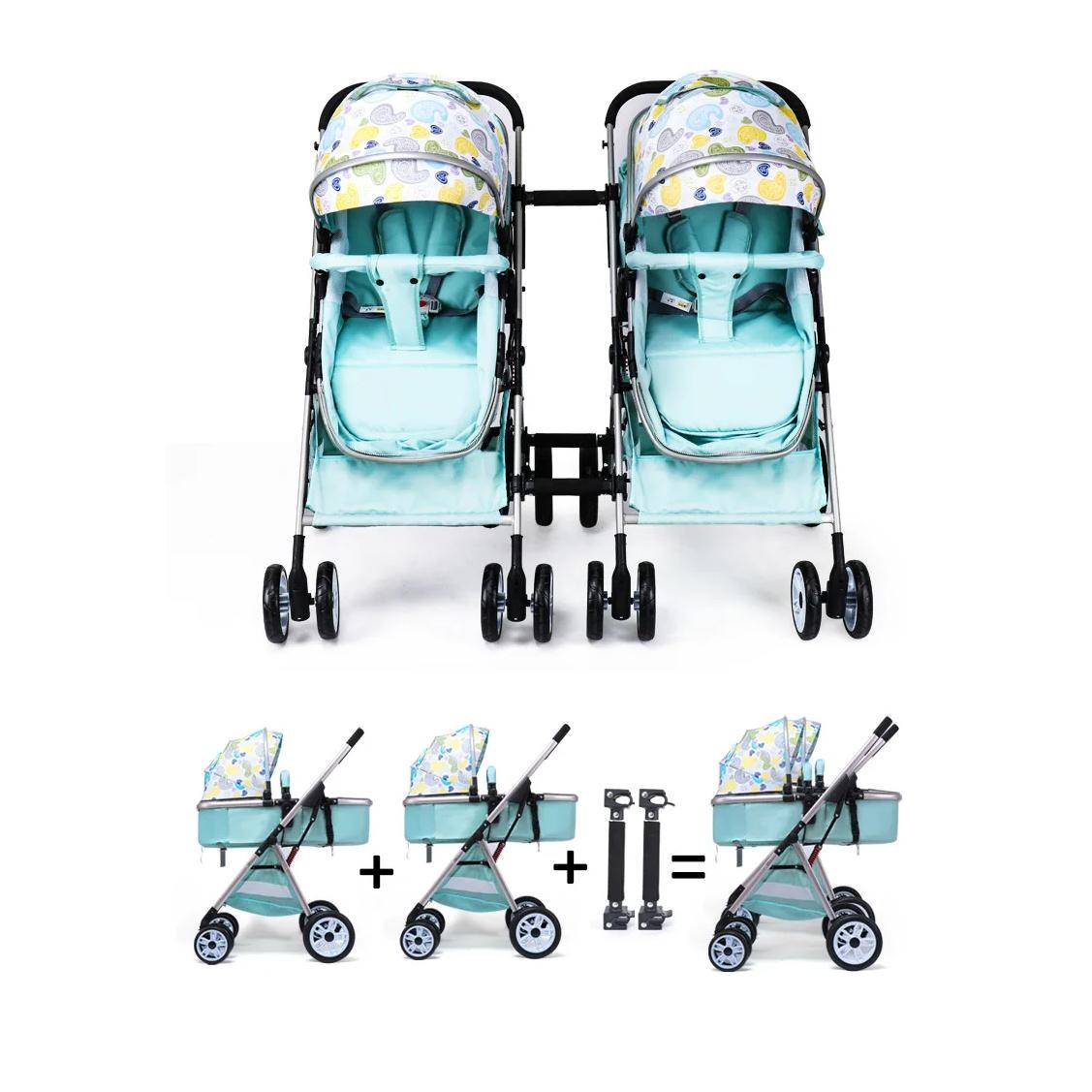 High Landscape Twin Stroller Baby Travel Gear Color : Paisley |Starry Sky|Mint Green|Blue|Rose Red|Sky Blue|Purple|Rose Red/Blue High Landscape Twin Stroller Baby Travel Gear
