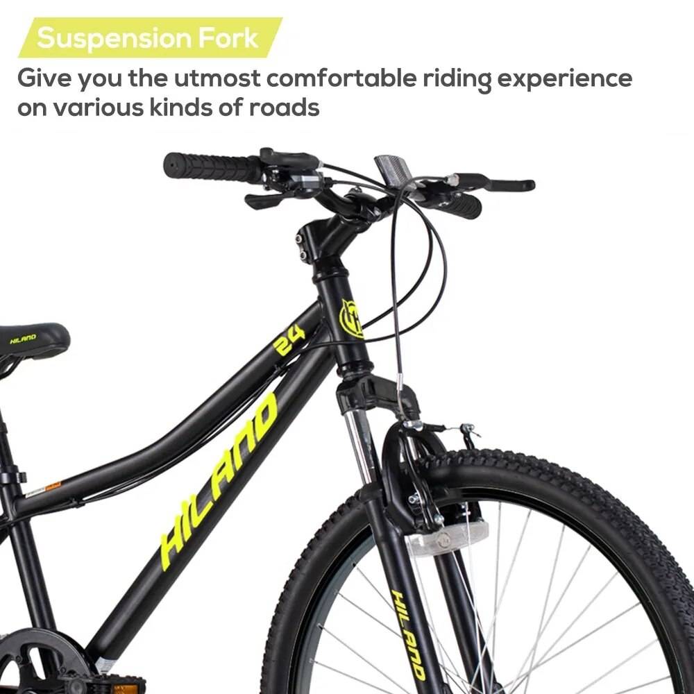 Kids’ 24-Inch Mountain Bike with Front Suspension – Perfect for Ages 7 to 15 Activity & Entertainment Color : Green|Black|Pink Kids' 24-Inch Mountain Bike with Front Suspension - Perfect for Ages 7 to 15 Activity & Entertainment