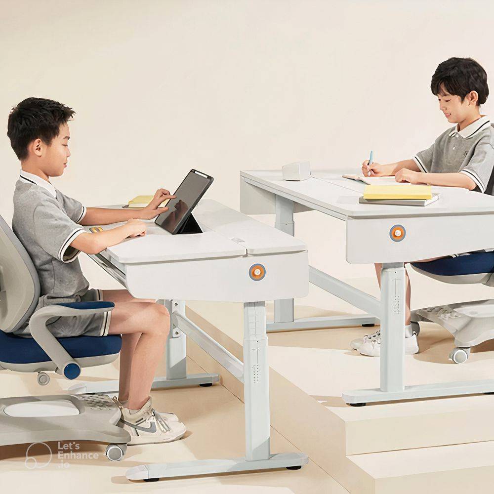 Kids' Creative Study Table with Chair - White Minimalist Desk for Children's Room Kids' Room 
