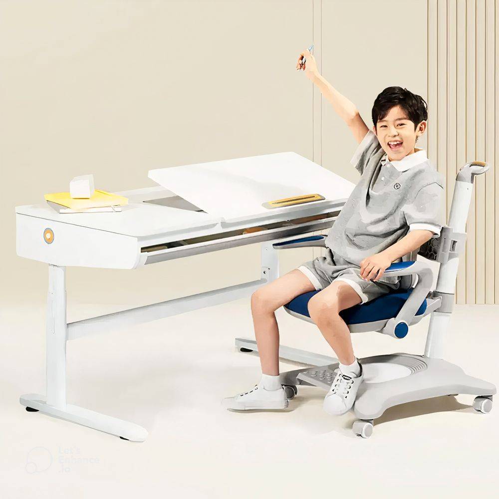 Kids' Creative Study Table with Chair - White Minimalist Desk for Children's Room Kids' Room 