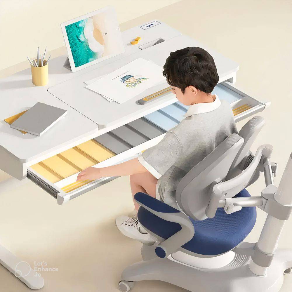 Kids' Creative Study Table with Chair - White Minimalist Desk for Children's Room Kids' Room 