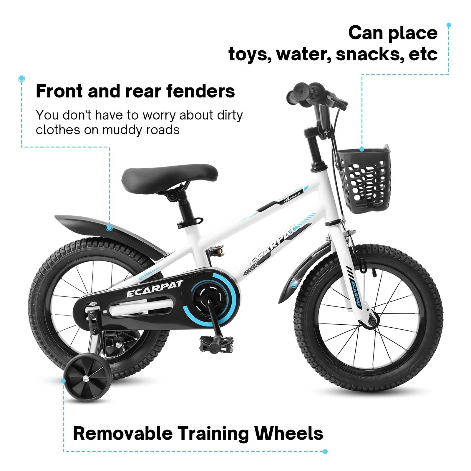 Kids Freestyle Bicycle 14″/16″ with Training Wheels, Bell, Basket, and Fender – Safe and Fun Cycling for 3-12 Years Old Activity & Entertainment Kids Freestyle Bicycle 14