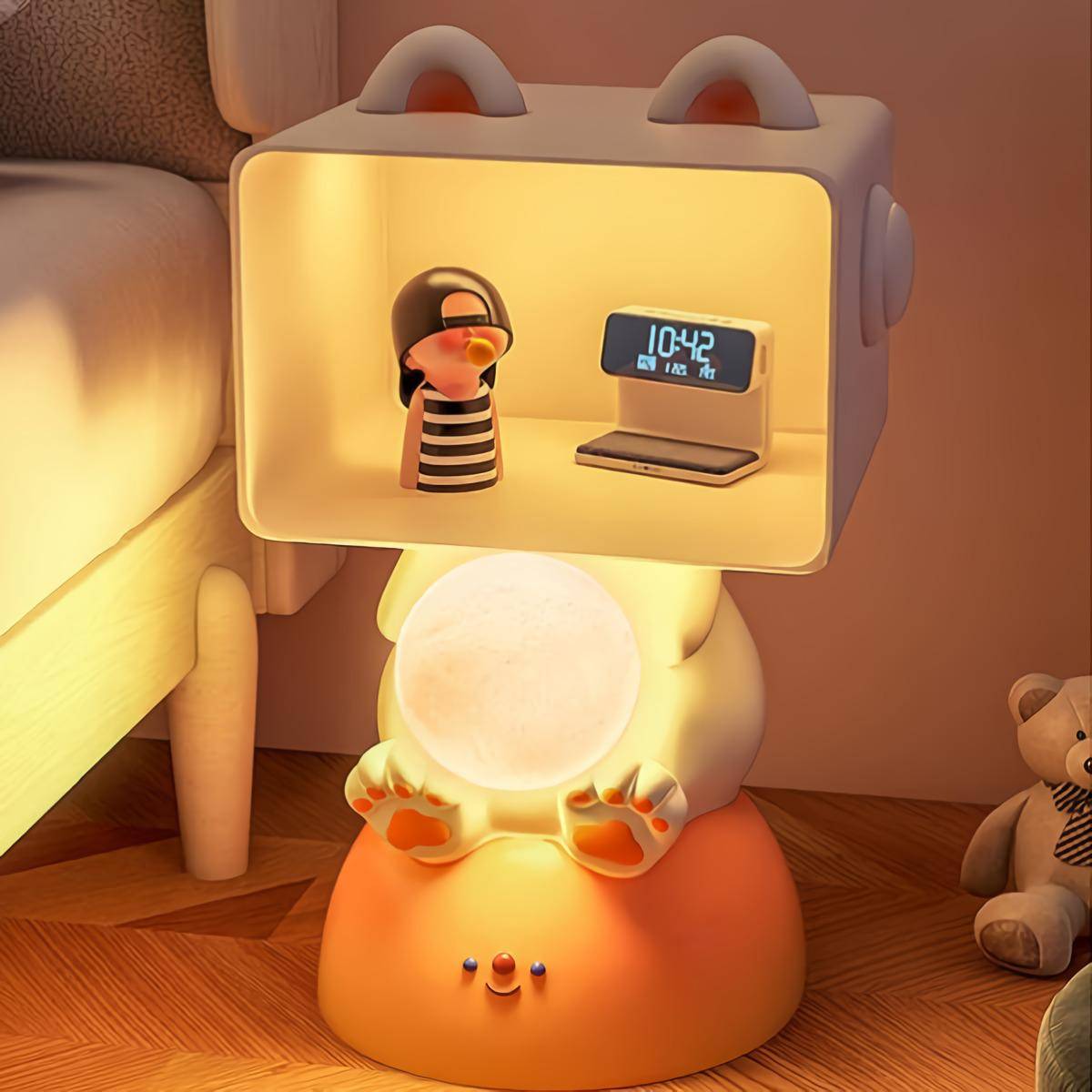Korean Style Cute Cat Resin Nightstand Kids’ Room Color : Orange|Pink Korean Style Cute Cat Resin Nightstand Kids' Room