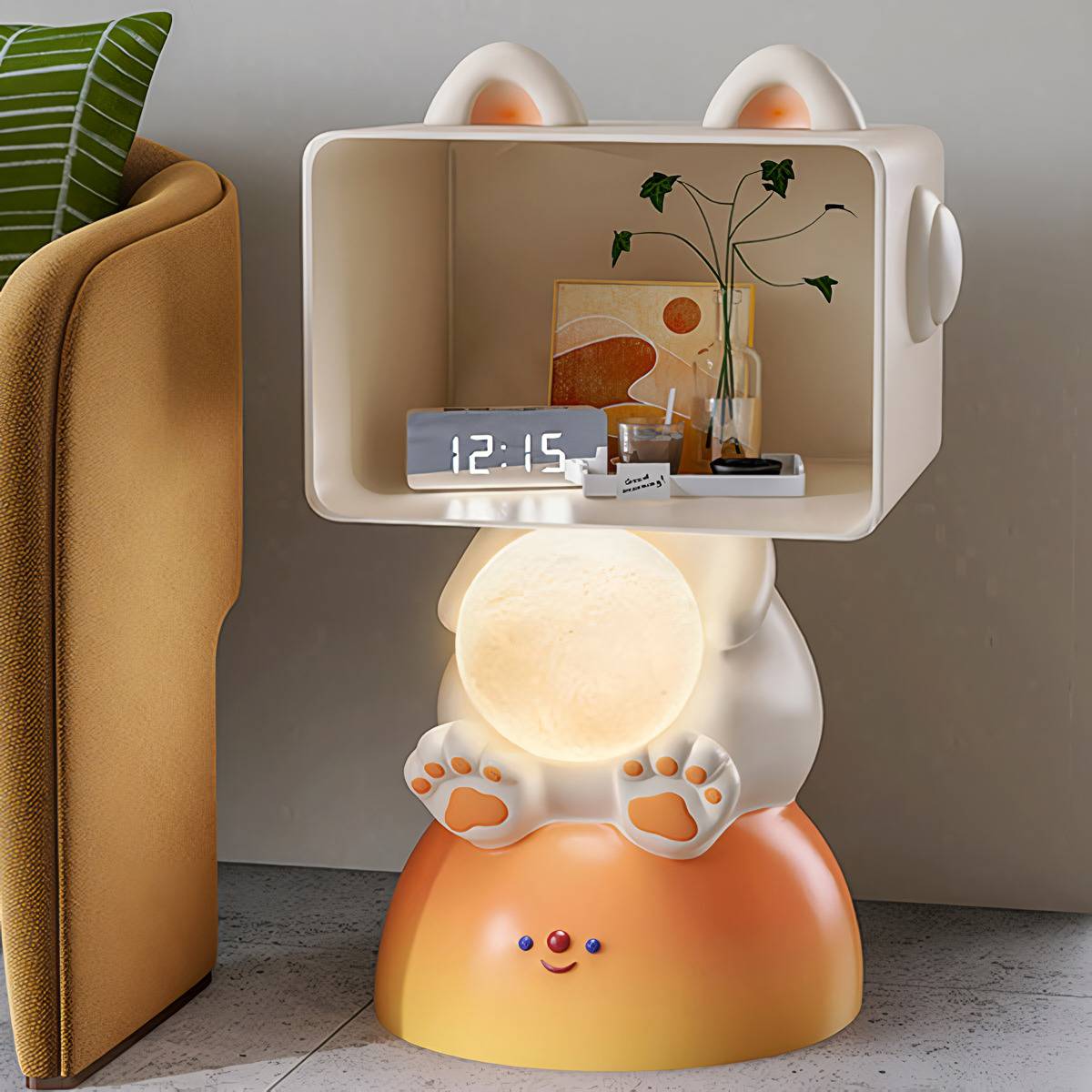 Korean Style Cute Cat Resin Nightstand Kids’ Room Color : Orange|Pink Korean Style Cute Cat Resin Nightstand Kids' Room