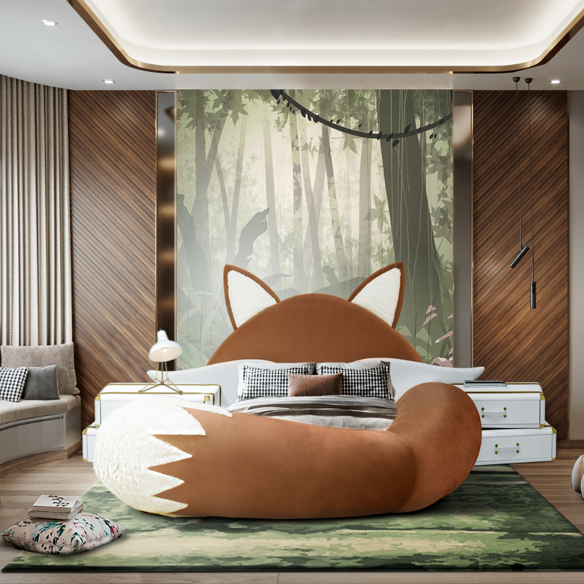 Luxurious Fox Double Bed: Modern, Scandinavian & Moroccan Design with Japanese Tatami Inspiration Kids’ Room Size : 180x200cm|135x200cm|150x200cm Luxurious Fox Double Bed: Modern, Scandinavian & Moroccan Design with Japanese Tatami Inspiration Kids' Room