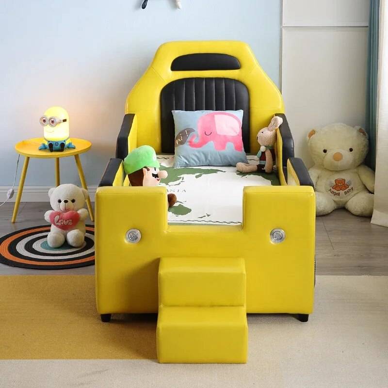 Modern Children’s Bed with Safety Guardrail – Cartoon Design Single Bed for Kids Kids’ Room Length : 0.95m |0.75m|1.05m |1.25m Modern Children's Bed with Safety Guardrail - Cartoon Design Single Bed for Kids Kids' Room