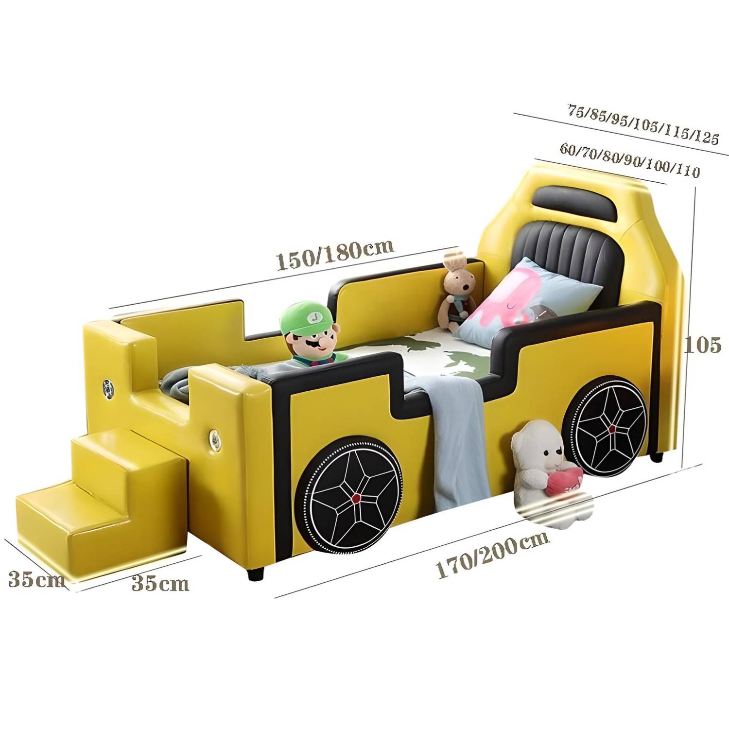 Modern Children’s Bed with Safety Guardrail – Cartoon Design Single Bed for Kids Kids’ Room Length : 0.95m |0.75m|1.05m |1.25m Modern Children's Bed with Safety Guardrail - Cartoon Design Single Bed for Kids Kids' Room