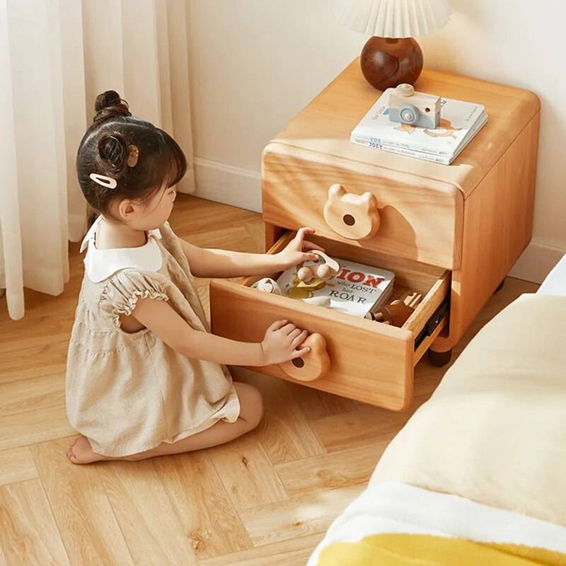Modern Minimalist Children’s Nightstand with Storage Drawer Kids’ Room Color : Brown Modern Minimalist Children's Nightstand with Storage Drawer Kids' Room
