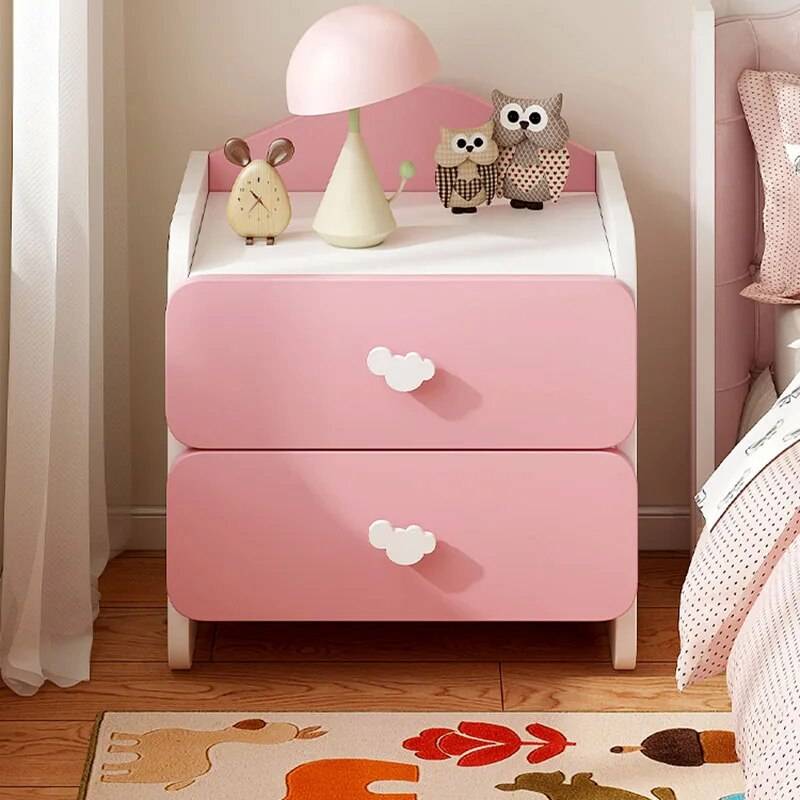 Modern Minimalist Nightstand with Storage Kids’ Room Color : Pink A|Blue A|Pink B|Blue B Modern Minimalist Nightstand with Storage Kids' Room