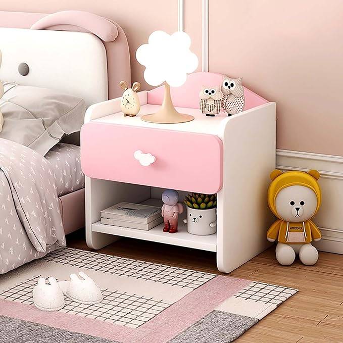Modern Minimalist Nightstand with Storage Kids’ Room Color : Pink A|Blue A|Pink B|Blue B Modern Minimalist Nightstand with Storage Kids' Room