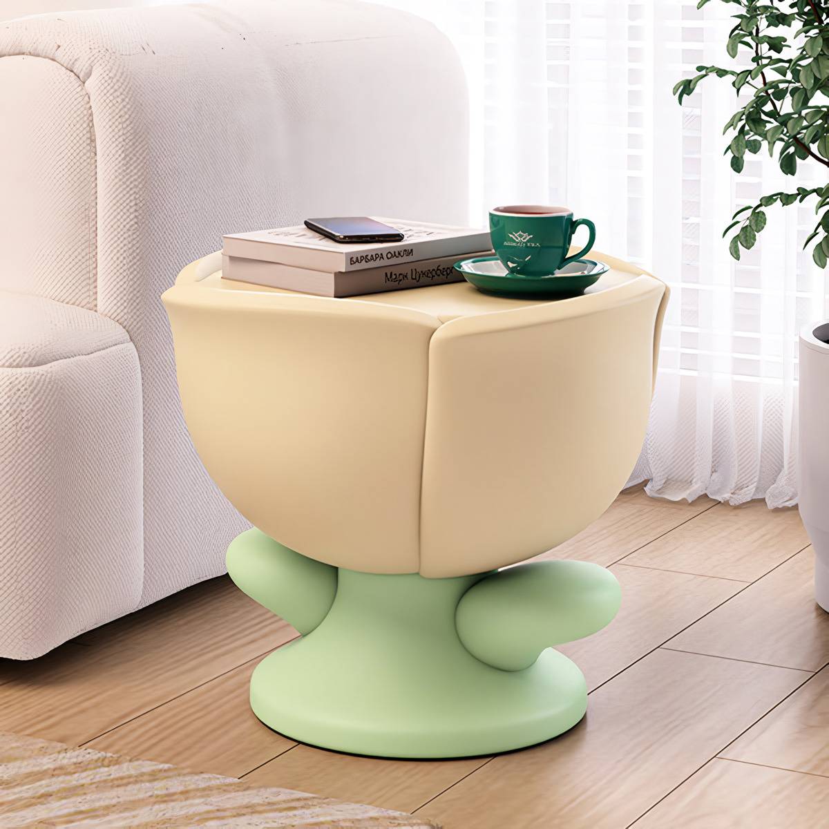 Modern Nordic Nightstand: Space-Saving Bedside Table with Artistic Design Kids’ Room Model: Yellow Lily Modern Nordic Nightstand: Space-Saving Bedside Table with Artistic Design Kids' Room Model: Yellow Lily
