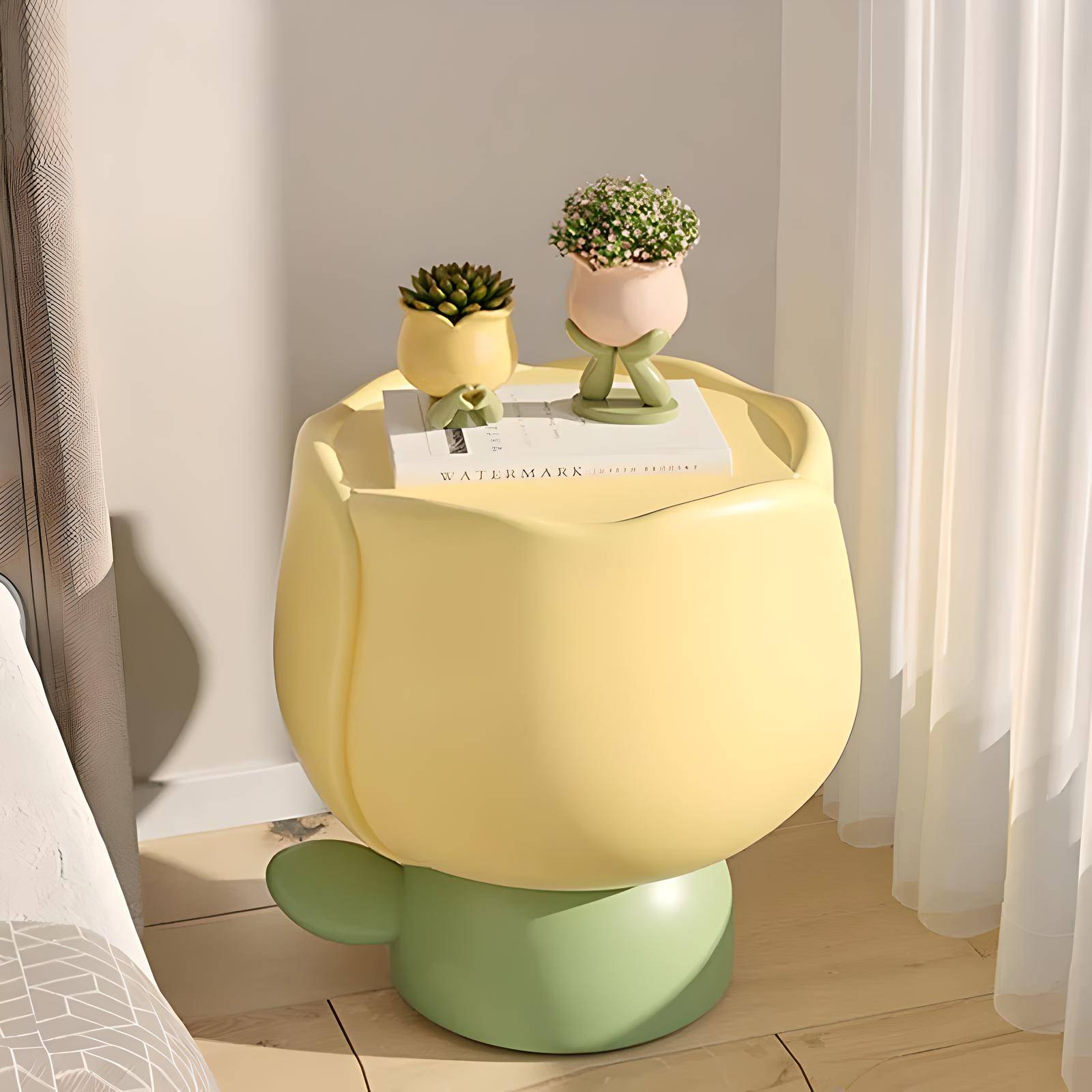 Modern Nordic Nightstand: Space-Saving Bedside Table with Artistic Design Kids’ Room Model : Yellow Tulip|Pink Tulip|Purple Tulip|Pink Lily|Yellow Lily|White Daisy|Pink Daisy|Yellow Daisy Modern Nordic Nightstand: Space-Saving Bedside Table with Artistic Design Kids' Room