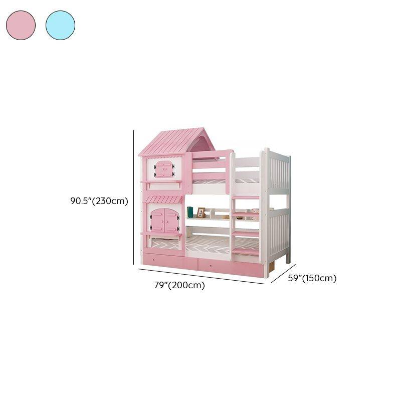Modern Nordic Wooden Double Bunk Bed with Storage Kids’ Room Type : Blue Slide|Pink Lift|Blue Lift|Pink Slide Modern Nordic Wooden Double Bunk Bed with Storage Kids' Room