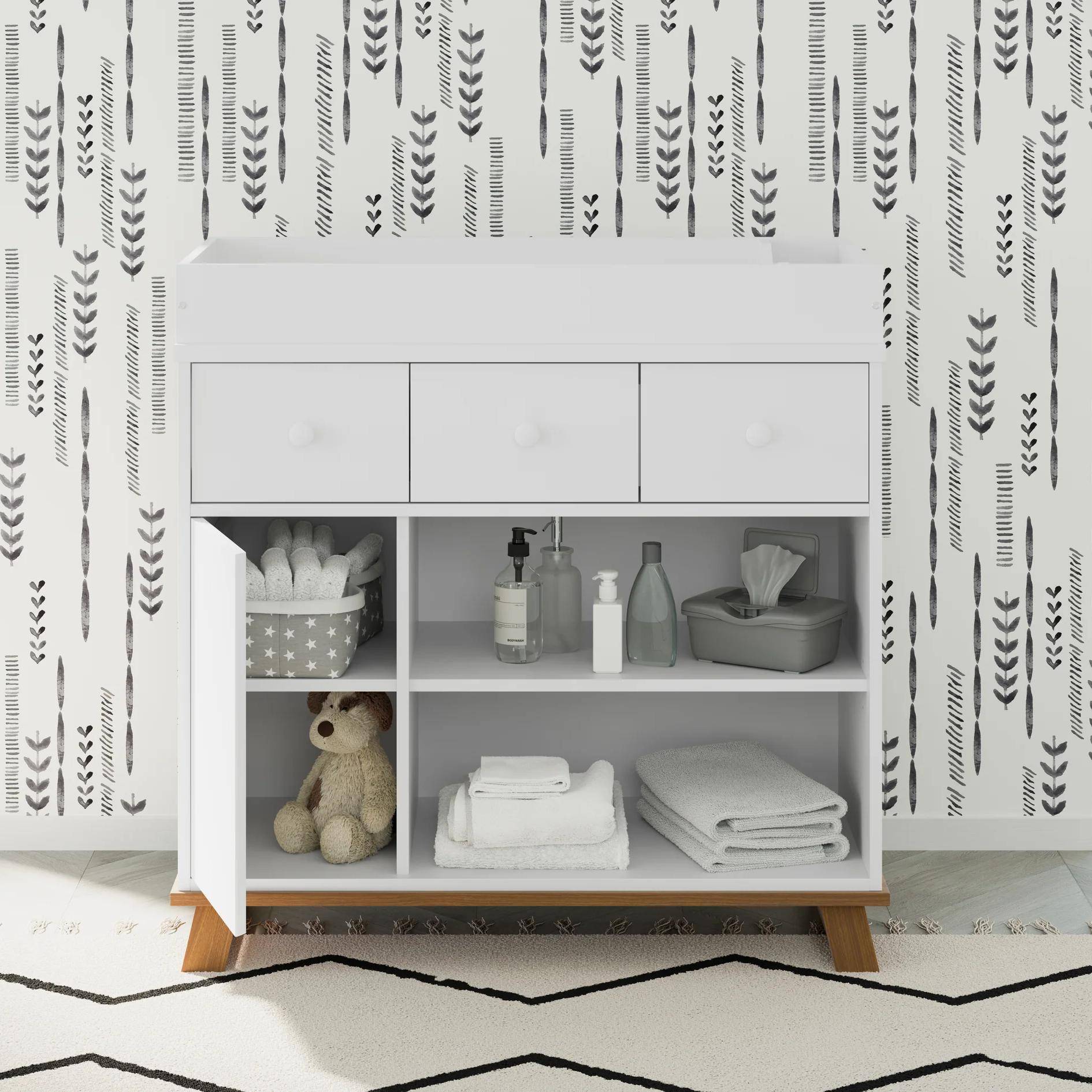 Modern Nursery & Kids Room Changing Table Dresser with Multi-Storage Options Kids’ Room Modern Nursery & Kids Room Changing Table Dresser with Multi-Storage Options Kids' Room