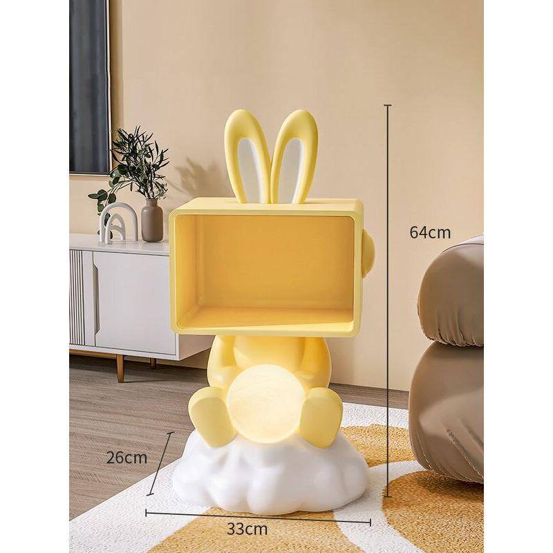 Modern Simple Rabbit Statue Bedside Table with Storage for Children’s Room Kids’ Room Color : Yellow|Pink Modern Simple Rabbit Statue Bedside Table with Storage for Children's Room Kids' Room