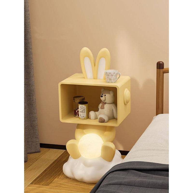 Modern Simple Rabbit Statue Bedside Table with Storage for Children’s Room Kids’ Room Color : Yellow|Pink Modern Simple Rabbit Statue Bedside Table with Storage for Children's Room Kids' Room