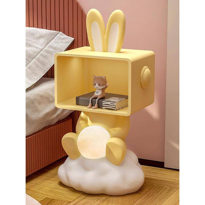 Modern Simple Rabbit Statue Bedside Table with Storage for Children’s Room Kids’ Room Color : Yellow|Pink Modern Simple Rabbit Statue Bedside Table with Storage for Children's Room Kids' Room