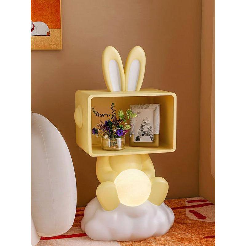Modern Simple Rabbit Statue Bedside Table with Storage for Children’s Room Kids’ Room Color : Yellow|Pink Modern Simple Rabbit Statue Bedside Table with Storage for Children's Room Kids' Room